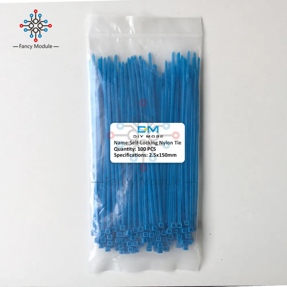 Blue 100 шт красочные нейлоновые кабельные маркерные стяжки, этикетки провода ремни, самоблокирующийся пластиковый нейлоновый кабель, 12 цветов 2,5*150 мм - Цвет: Blue