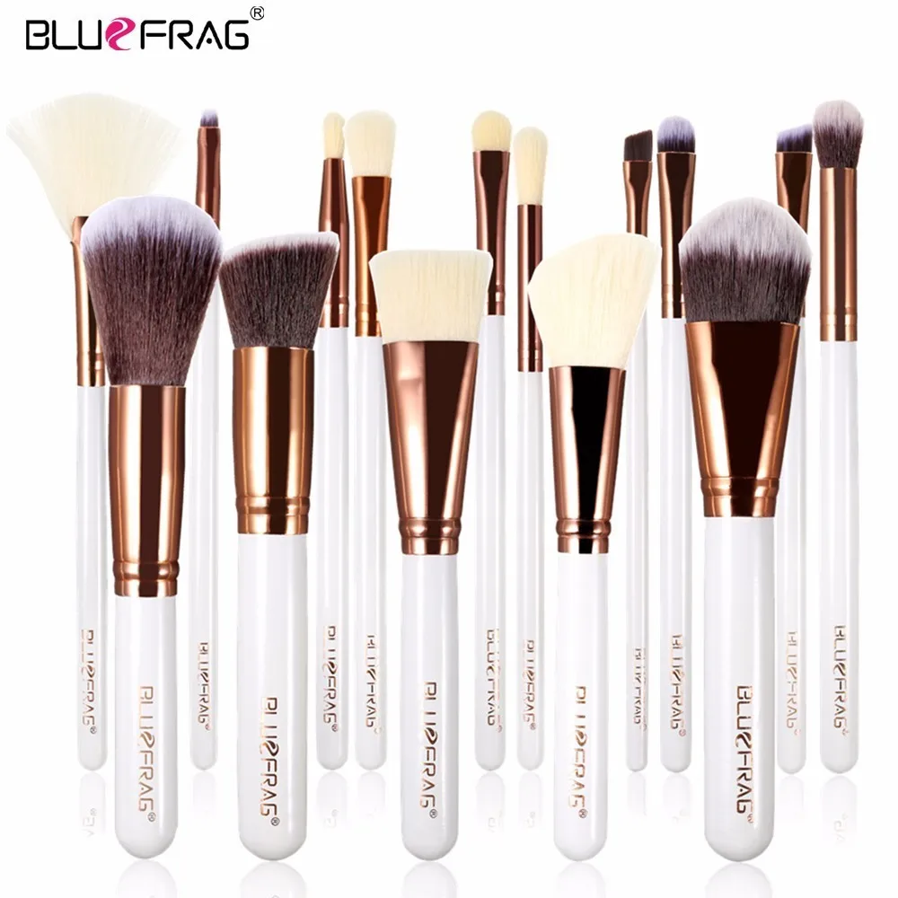 BLUEFRAG Makeup Brushes Set 15Pcs Beauty Tools Power Foundation Blending Contour Blush Eye Brow Shadow highlighter Make Up Brush|contour blush|make