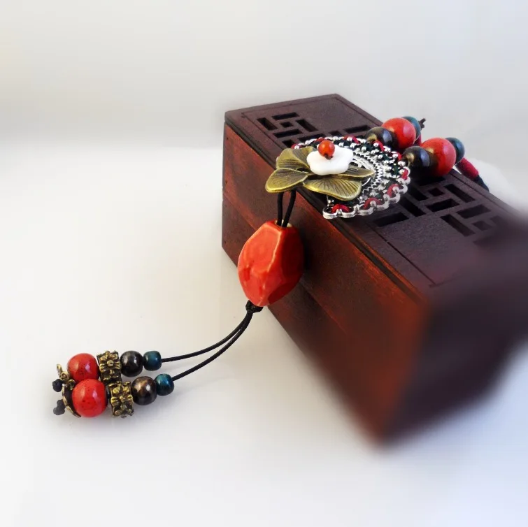 Длинное ожерелье в богемном стиле Тибетский серебристый цвет керамическая длина