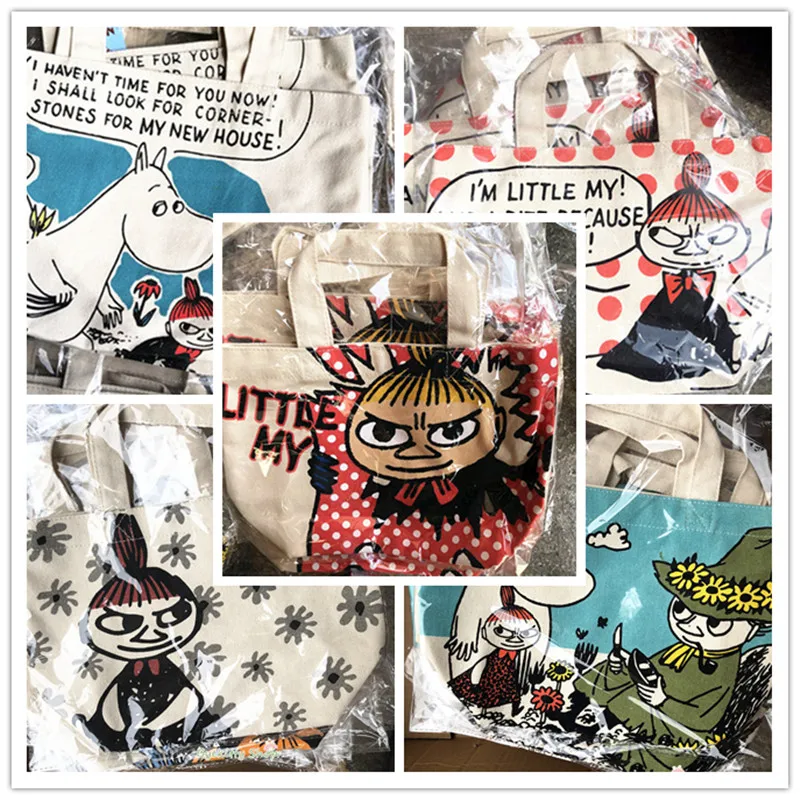 Moomin японская сумка на молнии Bolsa Organizadora хлопковая Холщовая Сумка через плечо