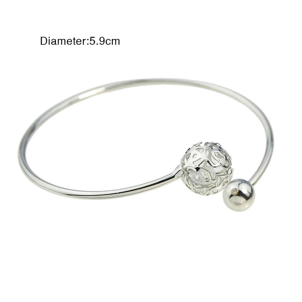 Feelshine Rose Gold Silver Color With Rhinestone Hollow Out Pattern Ball Shape Open Cuff Bracelets Bangles For Women Jewelry | Украшения и