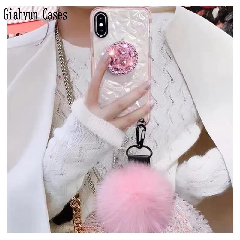 Kickstand fur ball Soft Shockproof Tpu Tpe cover case For Samsung J7 Note 9 phone Cases | Mobile Phone &amp Covers