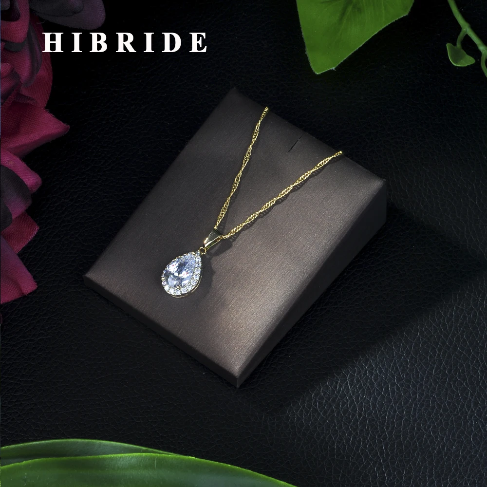 Hibride простое модное ювелирное изделие серебряного цвета в форме капли CZ