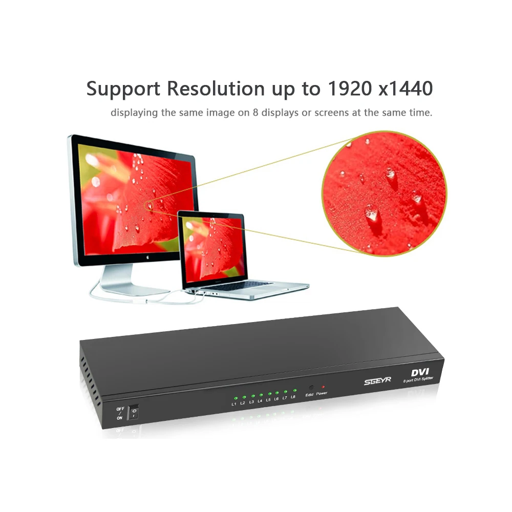 Разветвитель DVI 1x8 SGEYR 8 портов распределительный Дубликатор разветвитель 1 вход
