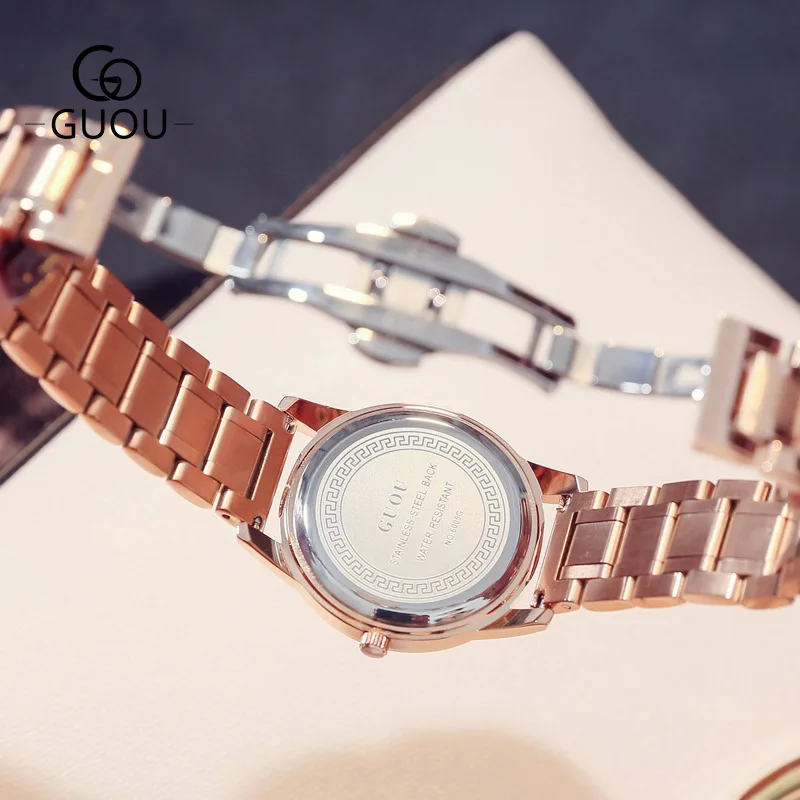 GUOU Лидирующий бренд женские роскошные простые часы женское платье для девочек