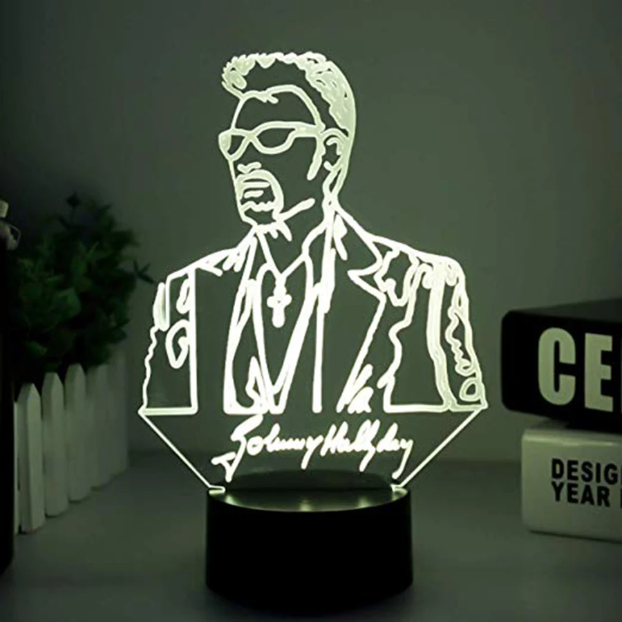 Последние Johnny Hallyday светодиодный ночник 3D праздничное освещение Smart 7 цветов Touch изменение спальня домашний декор Luminaria для детей Подарки