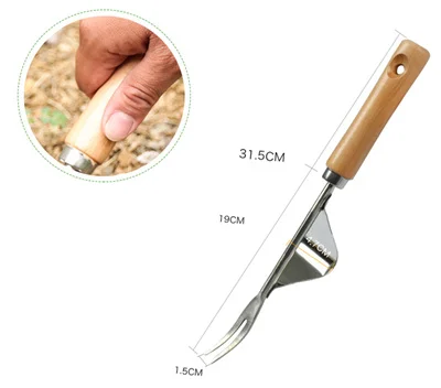 Wood Handle Стальная ручная вилка для прополки, трансплантация, инструменты для копания, ручное удаление, тапроот для доморощенного сада, посадка и инструменты для прополки - Цвет: Wood Handle