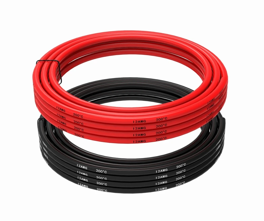 Электрический провод, 12 AWG, силиконовый провод, 12 калибровочных проводов, 3 м, черный и 3 м, красный, мягкий и гибкий провод из луженой меди