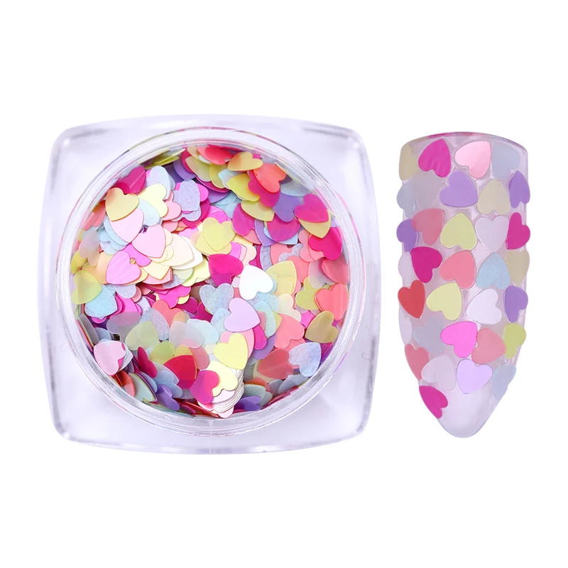 2 г матовый перламутровый форма сердца блеск для ногтей Блестки 3 мм смешанные