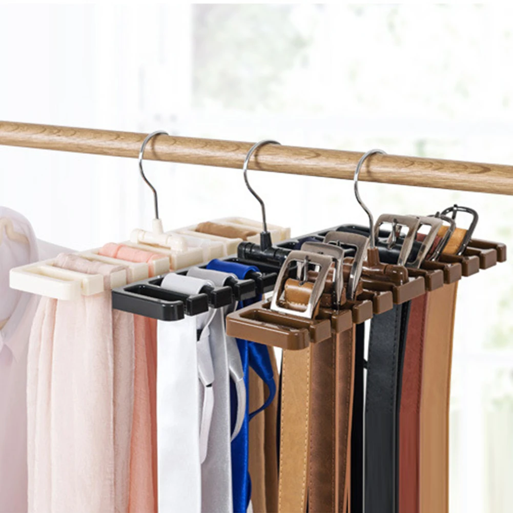 Space Saving Multi Compartment Closet Belt Rack Sturdy Wardrobe Organizer With Iron Hook Orderly Tie Scarf Store ABS | Дом и сад