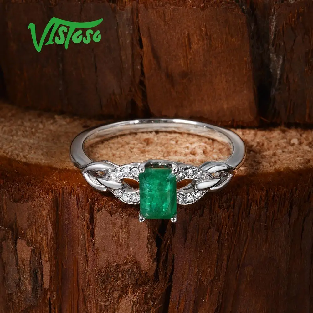 VISTOSO Pure 14 K 585 кольца из белого золота для женщин кольцо сверкающие алмазные