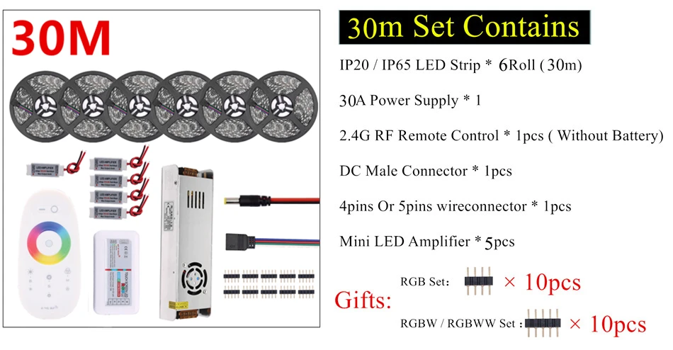 RGBWW RGBW RGB Светодиодная лента Водонепроницаемая 5050 черная печатная плата DC12V Светодиодный светильник Гибкая неоновая лента 2,4 г контроллер Рождественское украшение