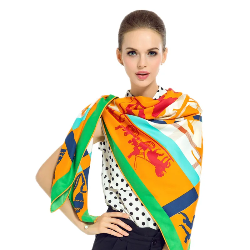 Роскошный брендовый 100% саржевый шелковый шарф женские накидки на шею в