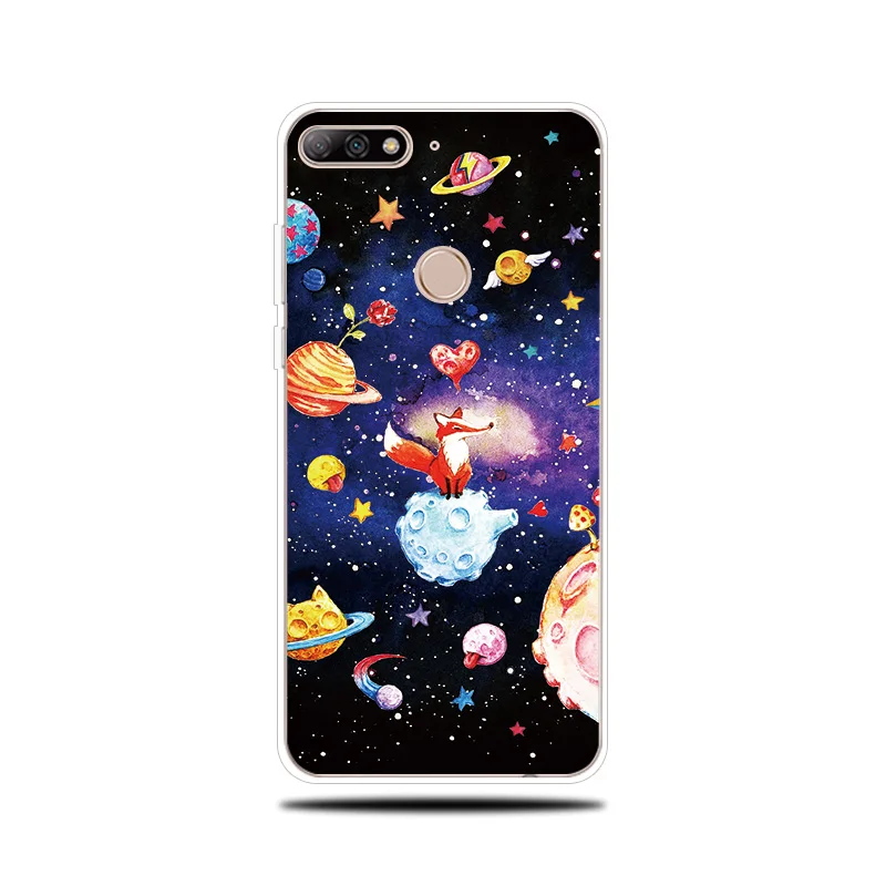 Space Fantasy Silicone Phone Case For Huawei Y5 Y6 ii Prime 2017 2018 Cover Y7 Pro Y9 2019 |