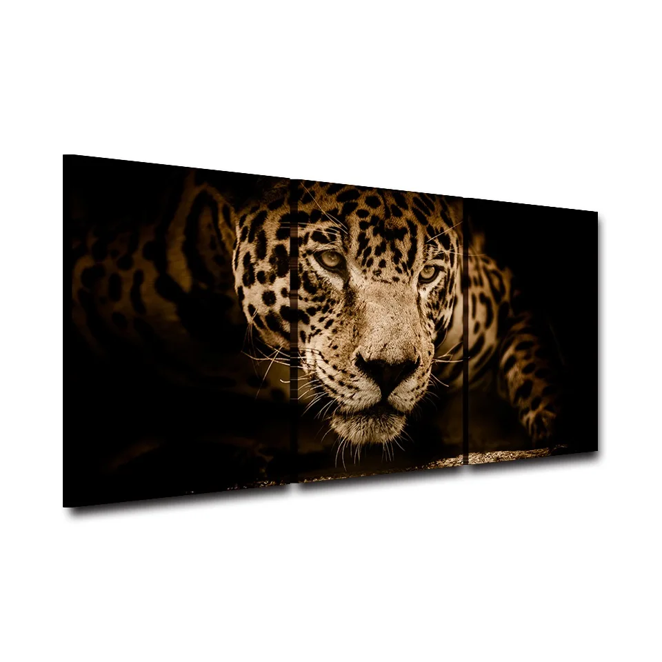 Холст HD Печать картины Домашний декор 3 штуки Jaguar абстрактные животные плакат с