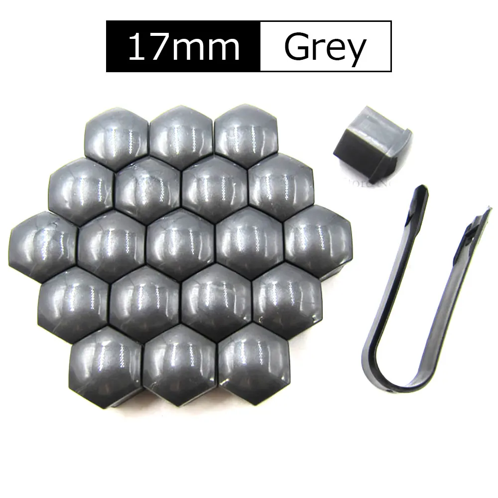 17mm-grey 17 мм 19 мм 21 мм автомобильные универсальные колесные гайка с болтом крышка головки Защитная крышка болта s наружное украшение защита болтов обода 20 шт - Цвет: 17mm-grey