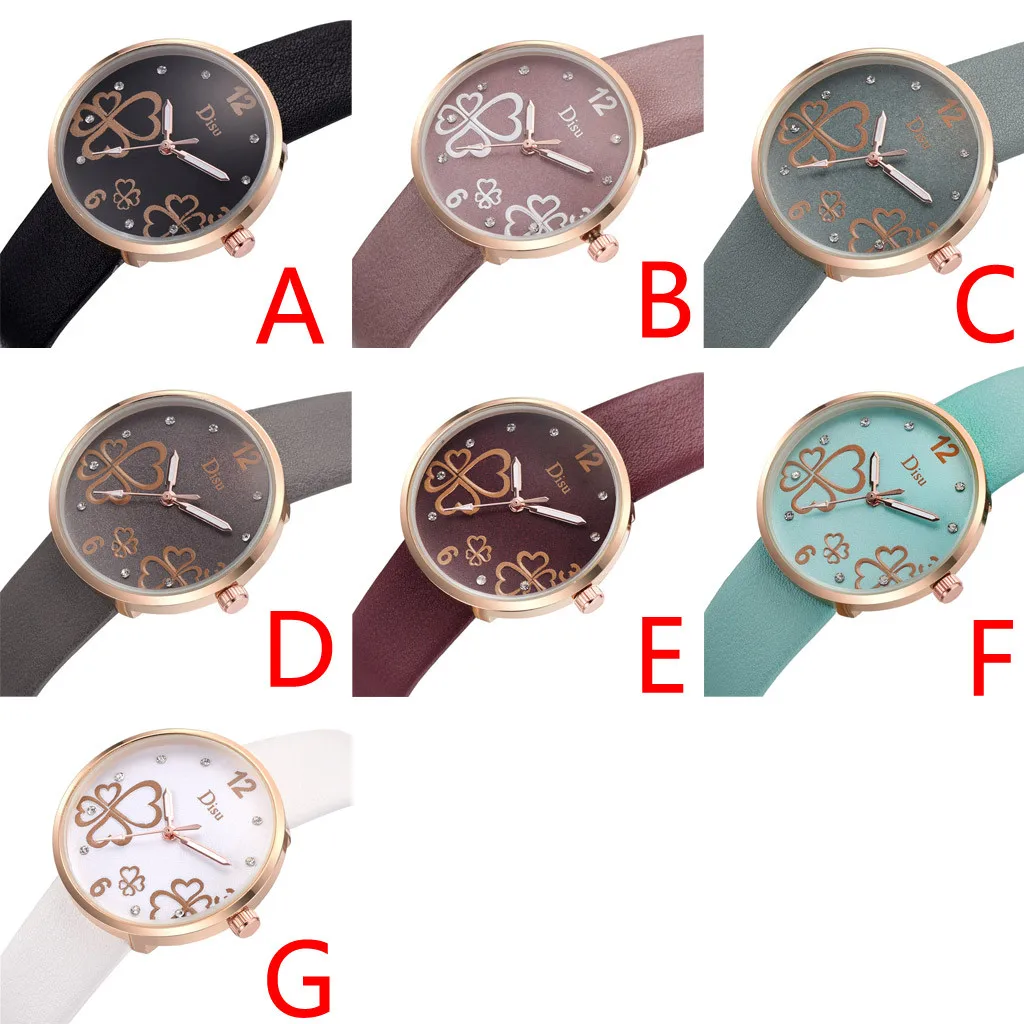

Luxury Watch Women Leather Fashion Lady Frosted Dial Heart Shape Pattern Leather Belt Watch Quartz Watch relojes para mujer #03