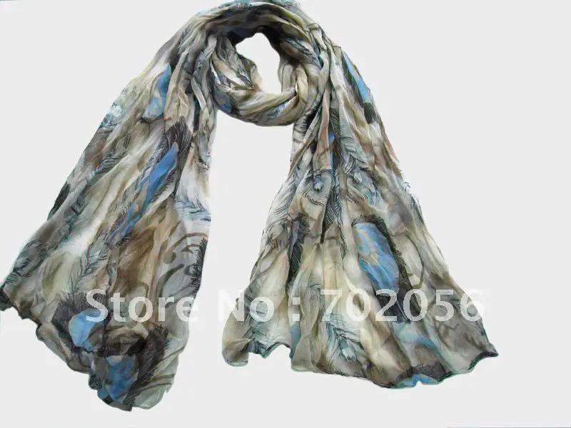 Перо печати Вуаль шарф на шею Обертывания шали 180*80 см 11 шт./лот #2103