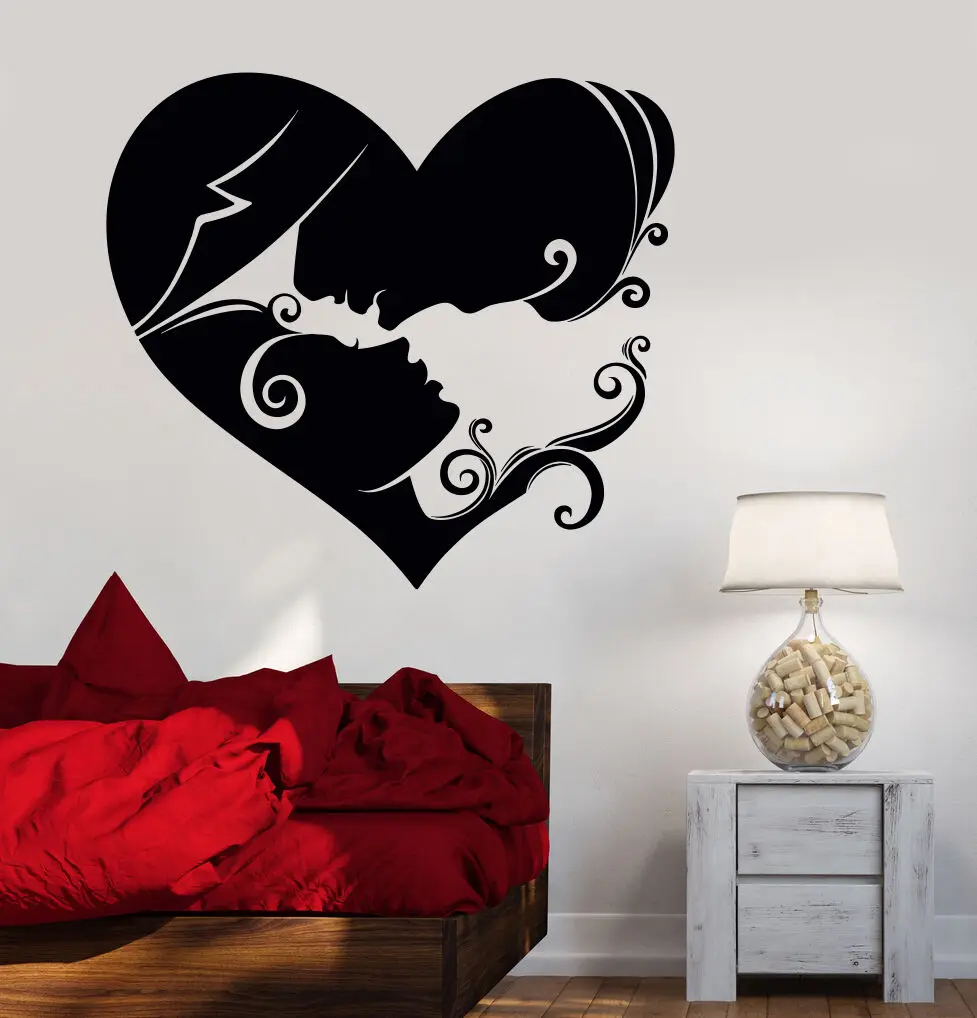 

Абстрактная пара любовь Наклейка на стену в виде сердца виниловая влюбленная пара спальня комната для бракосочетаний стикер на стену съемн...