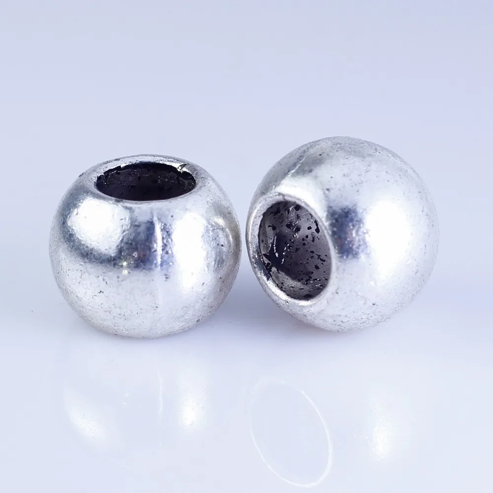 

Wholesale 10pcs silver plated round beads Big Hole Beads Fit style European Bracelet hole 8mm