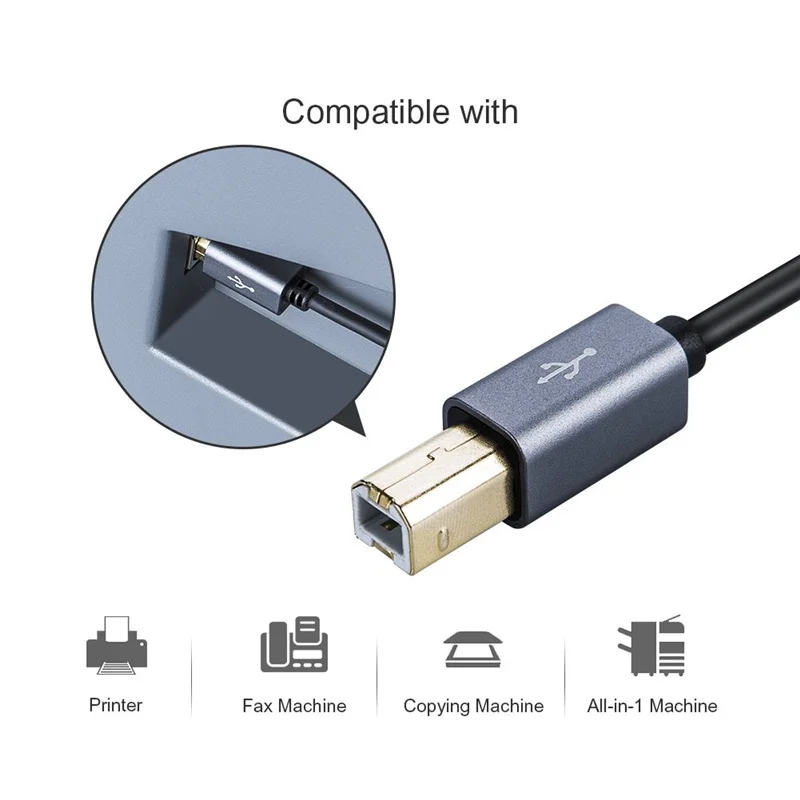 Кабель USB для принтера штекер 2 0 A к штекеру B сканера совместимый с HP Cannon Brother Epson