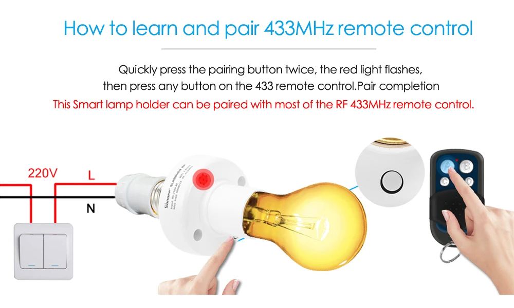 Sonoff Slampher E27 Wi-Fi ламповый разъем 433 RF дистанционный держатель лампы умный дом автоматизация для Alexa Google Home