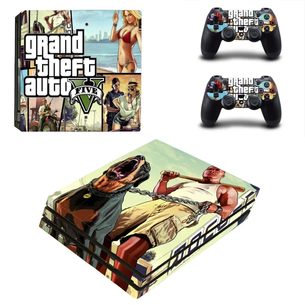 Виниловая наклейка Grand Theft Auto V GTA 5 PS4 Pro для консоли PlayStation 4 и 2 контроллеров