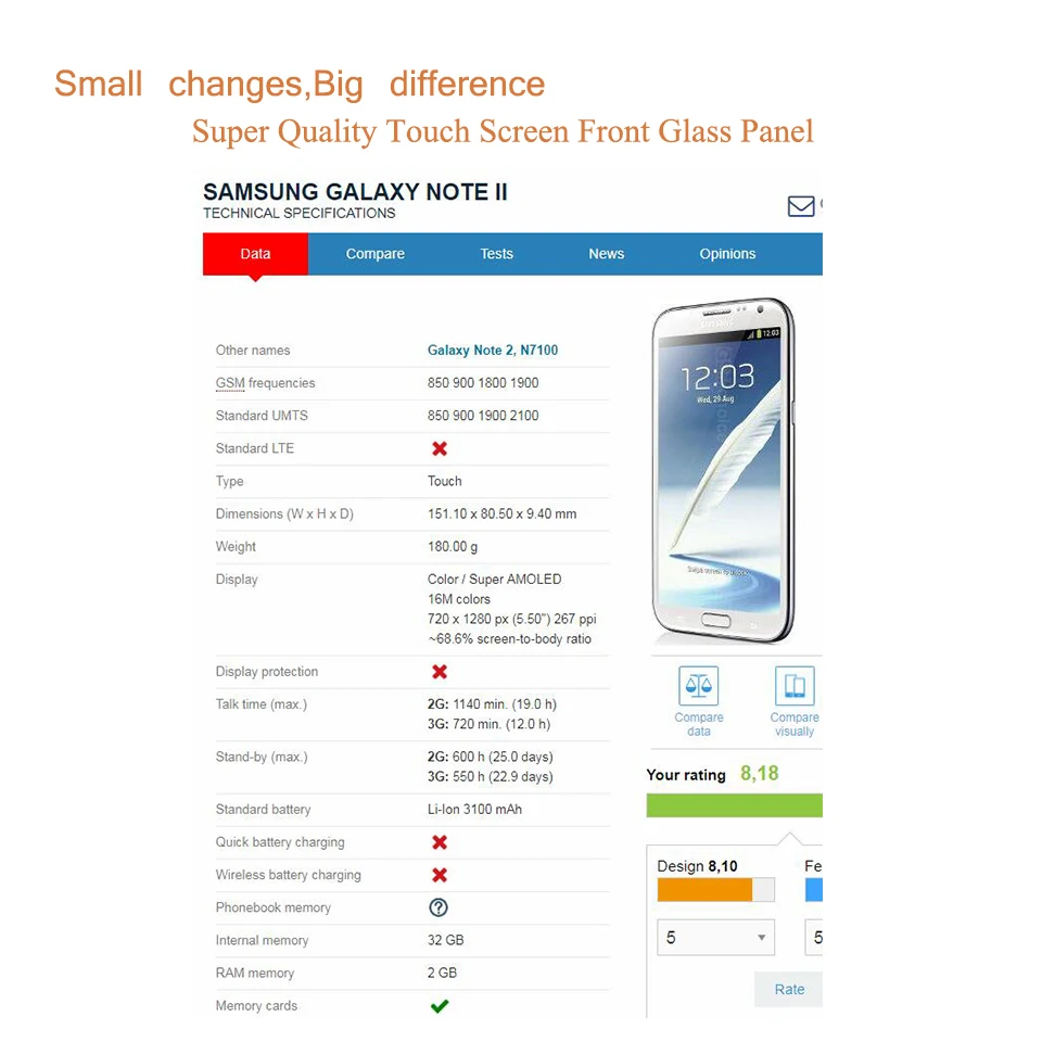 Для Samsung Galaxy Note 2 II N7100 N7105 сенсорный экран передняя стеклянная панель ЖК Внешний