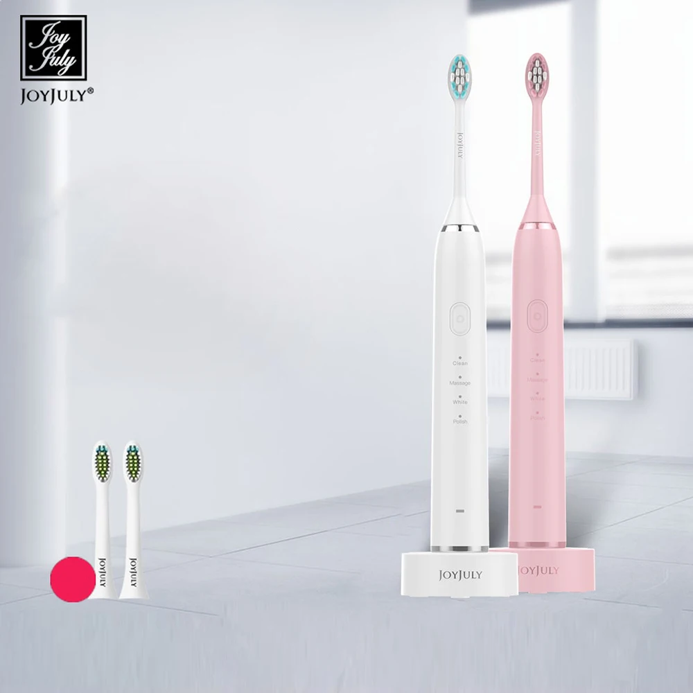 

KoreajoyjulyElectric зубная щетка для взрослых USB звуковые перезаряжаемые зубные щетки с 3 сменными головками умный таймер водонепроницаемый