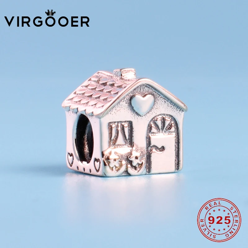 Virgooer милый дом из стерлингового серебра 925 пробы Diy подарок изящные бусы подходят