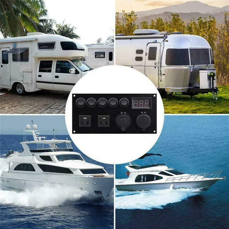 5 банд ВКЛ ВЫКЛ синий светодиодный панель с переключателями вольтметр двойной USB