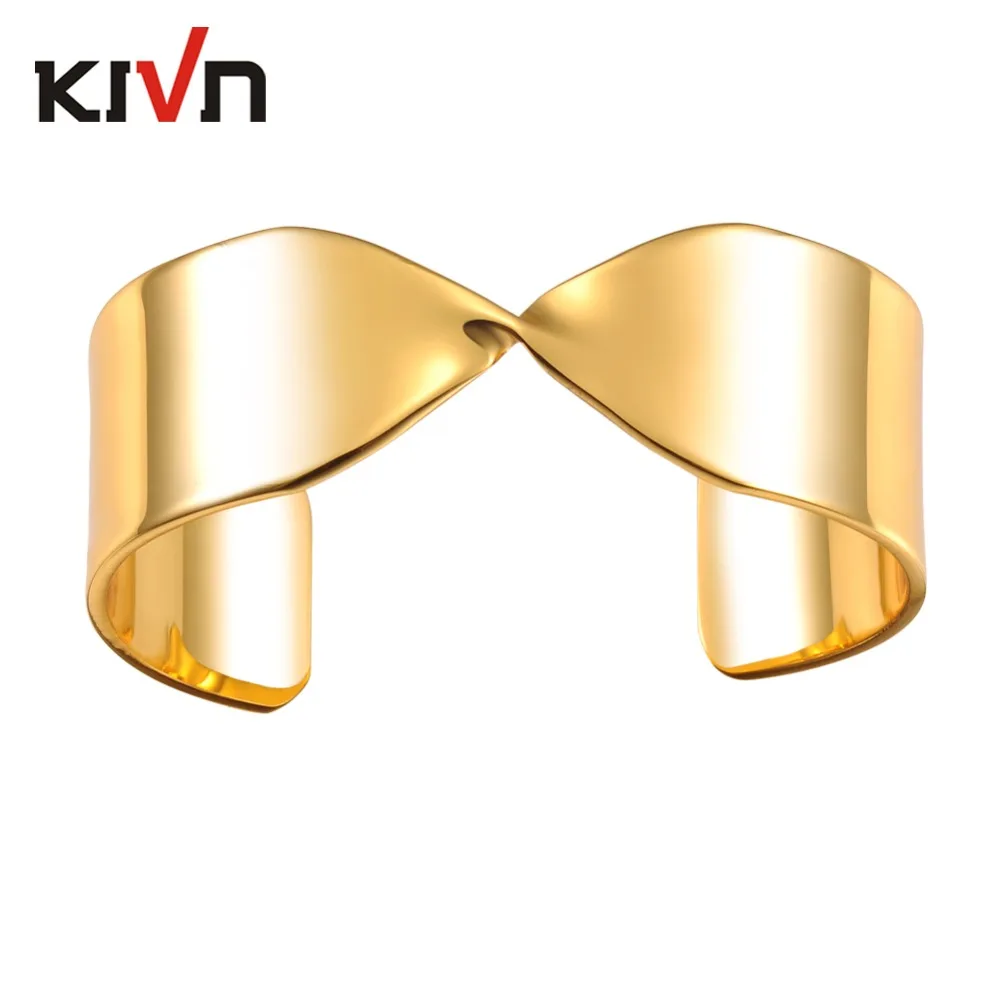 

KIVN Fashion Jewelry Plain Smooth Twisted Open Bangle Cuff Bracelets for Women Girls Promotion Mothers Birthday Christmas Gifts