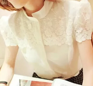 2015 new european style women blouses big sizes long natural color polyester fashion casual shirts chiffon o-neck solid dfthr |