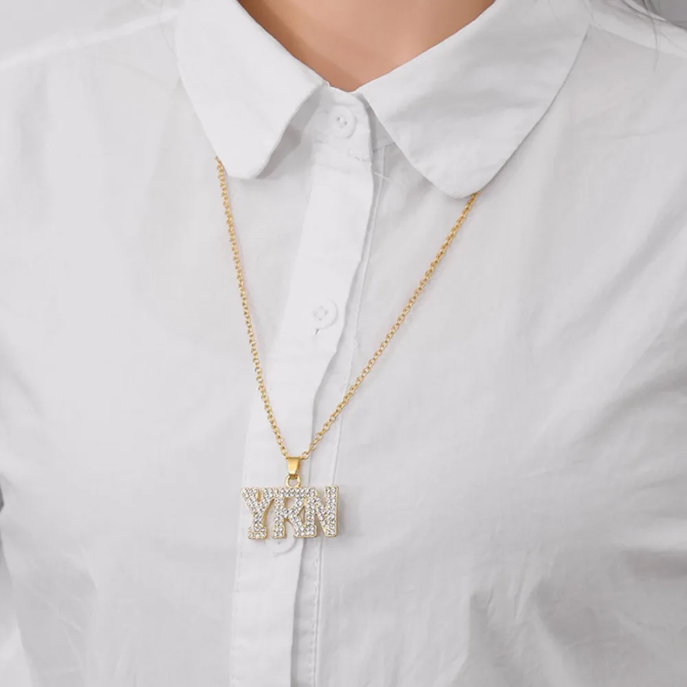 Простое полностью циркониевое ожерелье с надписью YRN модное мужское подвеской в