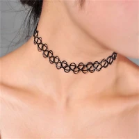 10pcslot fashion tattoo choker necklace women vintage black elastic stretch necklace female gothic jewelry gift bijoux femme
