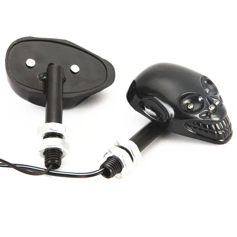 4 шт. Универсальный мотоцикл черный череп сигнал поворота янтарные светодиодные