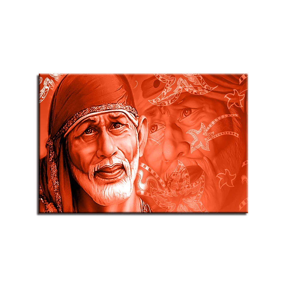 Картина на холсте для гостиной настенная художественная структура 1 шт. Sai Baba