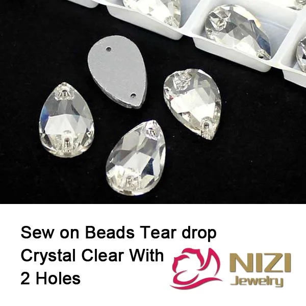 Crystal Beads 7X12mm 10.5x18mm 13x22mm 17x28mm Tear Drop Flatback Clear Glass Sew On DIY For Wedding Dress | Красота и здоровье