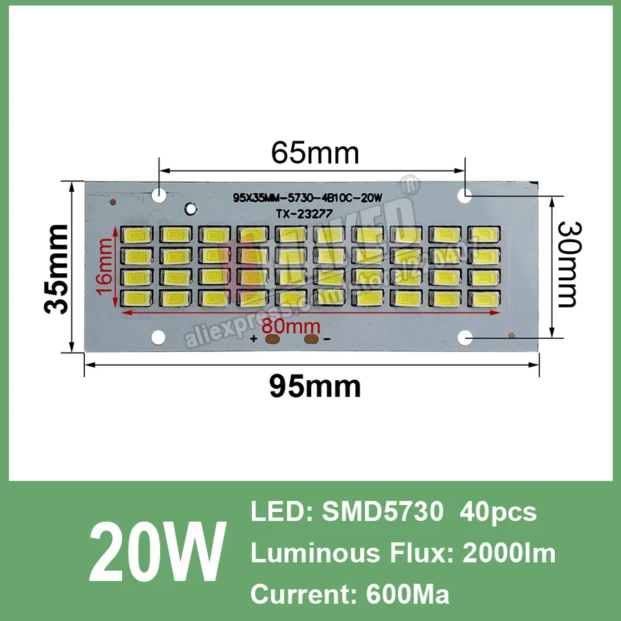 20W Светодиодный прожектор PCB 10 Вт 20 Вт 30 Вт 50 Вт 100 Вт 150 Вт 200 Вт SMD5730 светодиодная плата, светодиодный источник освещения для светодиодного прожектора - Испускаемый цвет: 20W