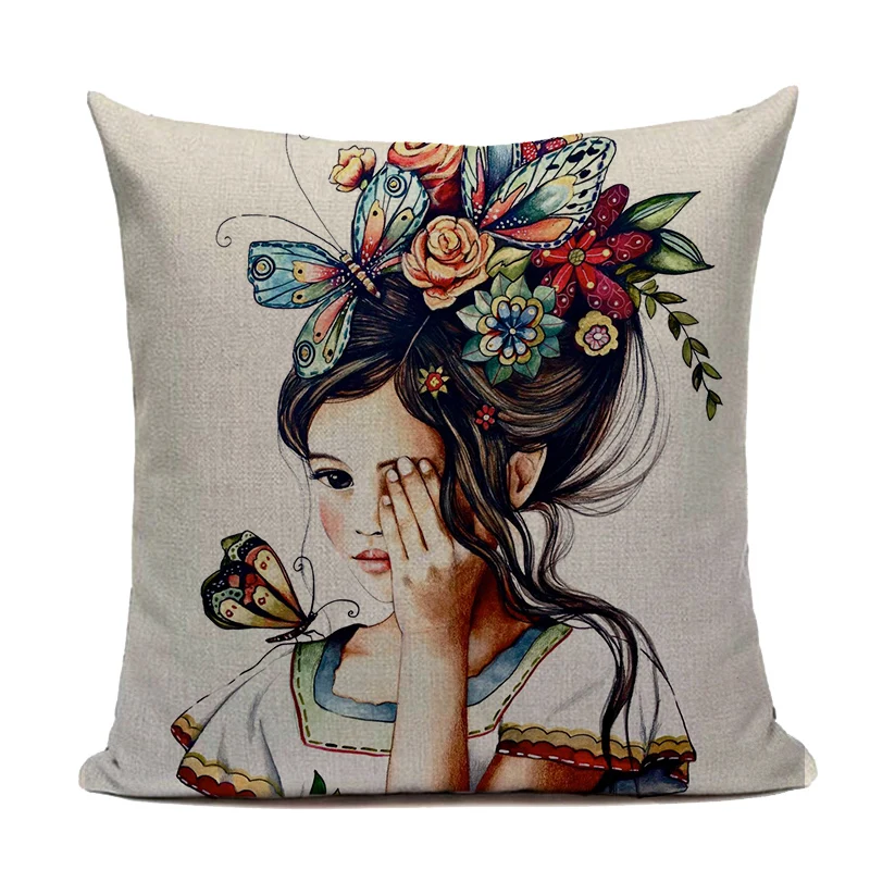 

Maiyubo Новая мода для девочек, с принтом из хлопка и льна для подушек домашний Декор Подушка Чехол бабочка диванную подушку Чехол Перевозка гр...