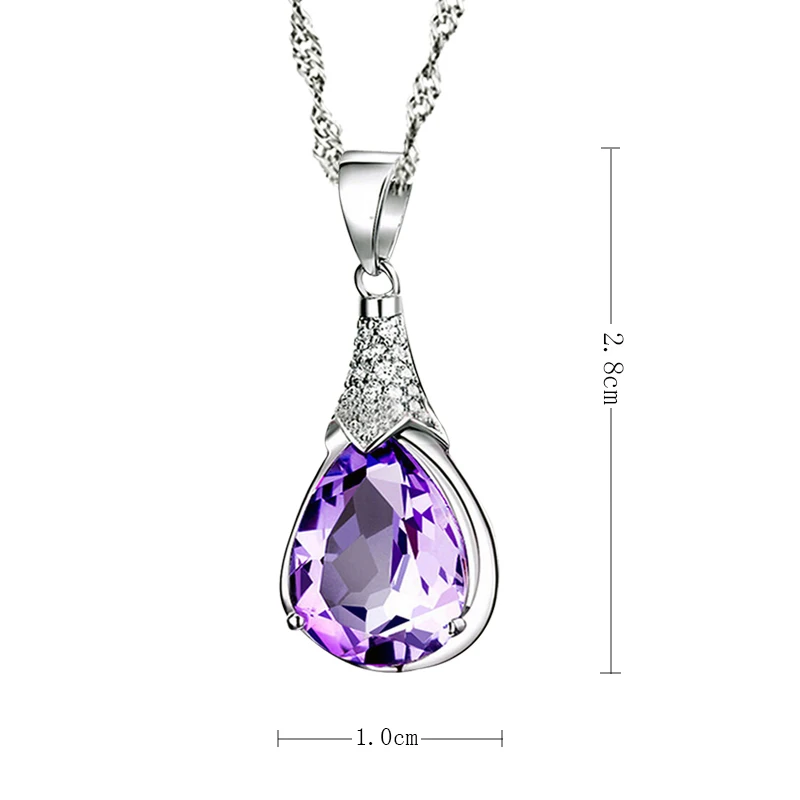2015 New Korean Version Of The Simple Water Drop Pendant Necklace Female Short Clavicle Natural Amethyst Jewelry | Украшения и