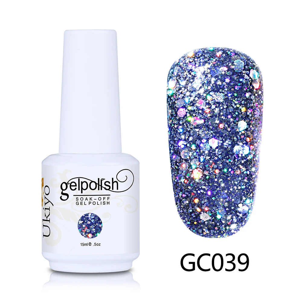 GC039 Ukiyo 15 мл гель для ногтей с блёстками лак отмачиваемый гель лак алмазные ногти Эмаль Лак Vernis Полупостоянный гель лак - Цвет: GC039