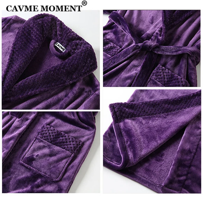 CAVME размера плюс женский длинный фланелевый Халат для влюбленных на заказ свадебное кимоно халат зимний мужской халат