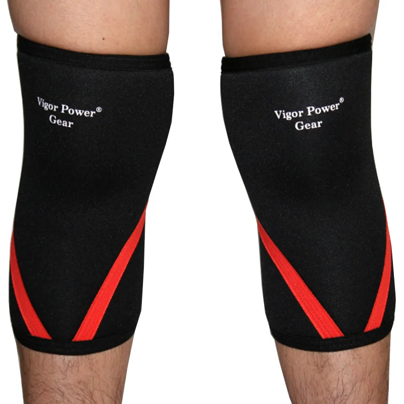 Vigor power gear 7 мм Неопреновые наколенники силовые подъемные наколенники Поддержка тяжелой атлетики крепкие наколенники фитнес Кроссфит - Цвет: black