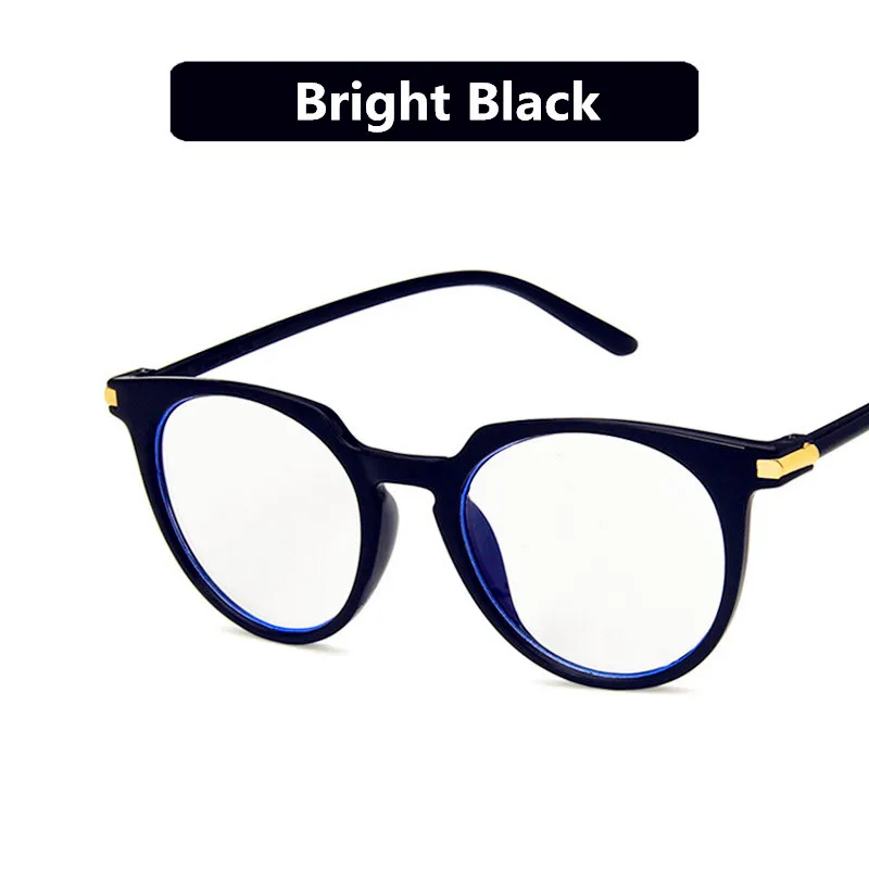 Bright Black HJYBBSN анти-синий светильник, круглые женские очки для чтения, трендовые винтажные Повседневные очки, роскошные брендовые дизайнерские очки для вождения - Цвет оправы: Bright Black