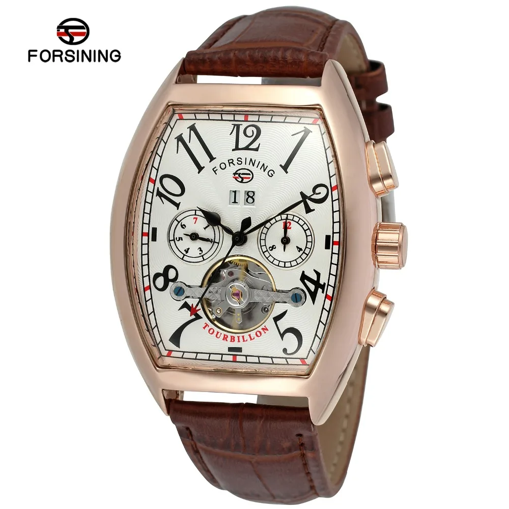 Forsining Men's Automatic Self-winding Tourbillon Calendar Brand Learher Strap Collectiton Watch Luxury | Наручные часы