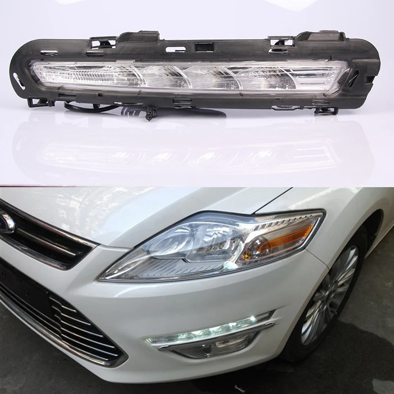 Автомобильный мигающий 1 пара для Ford Mondeo Fusion 2011 2012 2013 светодиодный DRL дневные ходовые огни Светодиодный дневной светильник противотуманный светильник с желтым