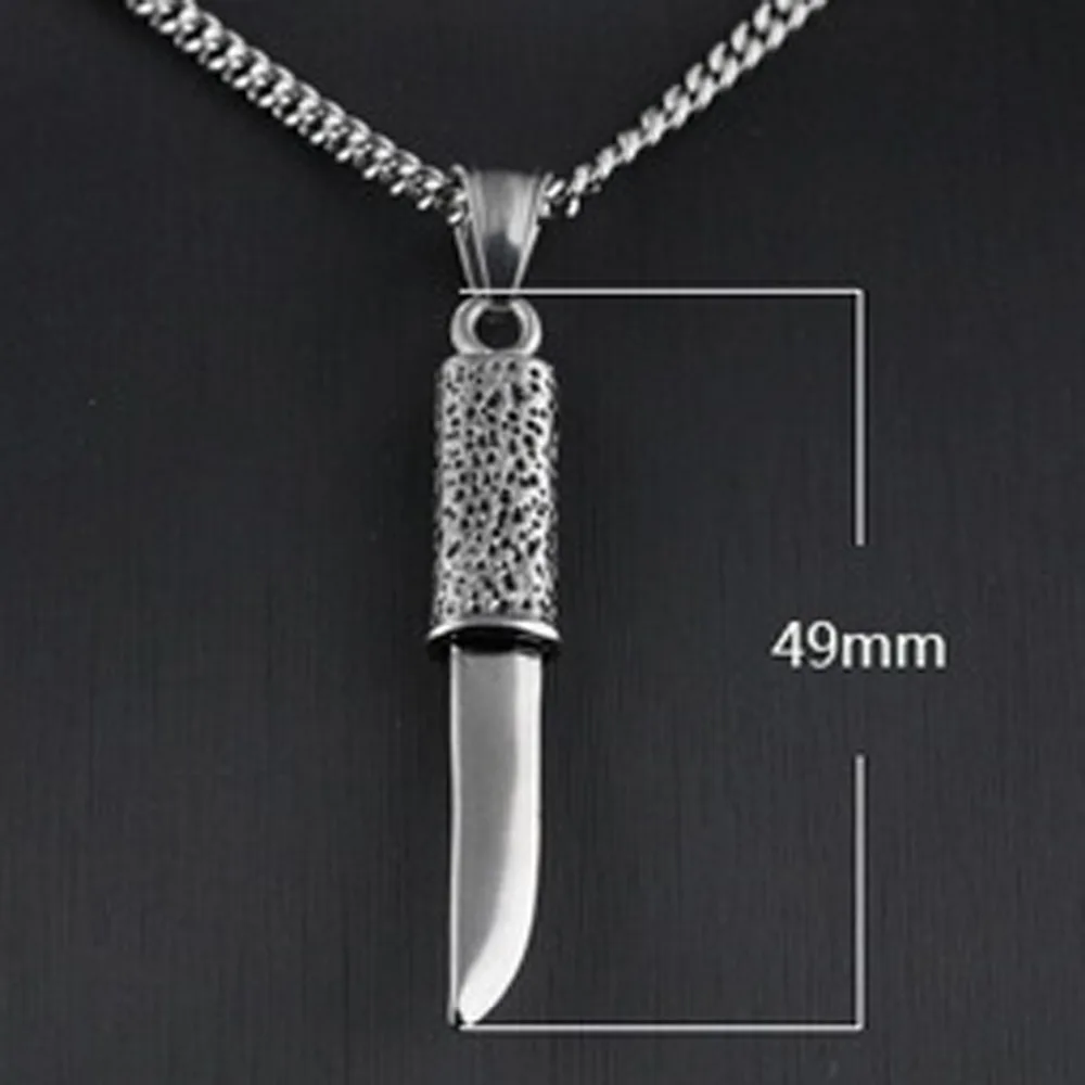 High Quality Stainless Steel Silver Color Gold Black Dagger Knife Pendant Necklace Men's Unisex's Chain Jewelry Wholesale/Retail |