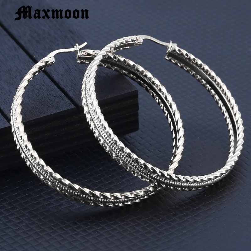 Maxmoon Широкий Простой Большой круг обруч серьги для женщин женские преувеличенные
