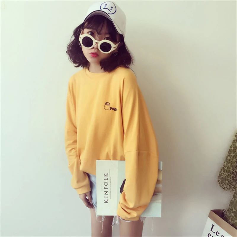 Camisetas Mujer осенние женские футболки корейский стиль Ulzzang Harajuku футболка с принтом в стиле хип-хоп женские свободные топы с длинными рукавами